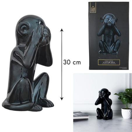 STATUE SINGE NOIR HAUTEUR 28 CM