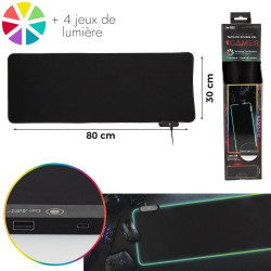 TAPIS DE SOURIS GAMER XL RGB 2 PORTS USB