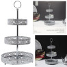 PLATEAU DECORATIF METAL ARGENTE 3 ETAGES