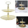 PLATEAU DECORATIF METAL DORE 2 ETAGES