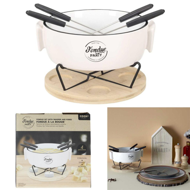 SERVICE A FONDUE CHAUFFE PLAT ET 4 PIQUES