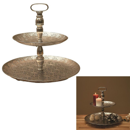 PLATEAU DECORATIF METAL DOUBLE 49 CM