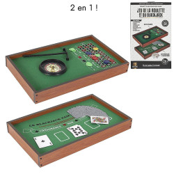 COFFRET JEU DE CASINO 2EN1 BLACK JACK ET ROULETTE
