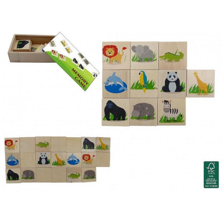 JEU DE BOIS MEMORY ANIMAUX 15.5*9*4 CM