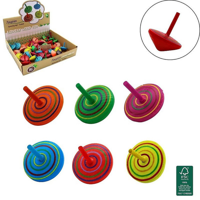 Toupie bois spirale 4 cm : Jouet traditionnel pour des heures de jeux