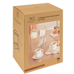COFFRET RACK 4 TASSES COEUR OR 17 CL