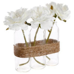COMPOSITION 3 ROSES TISSU 23 CM