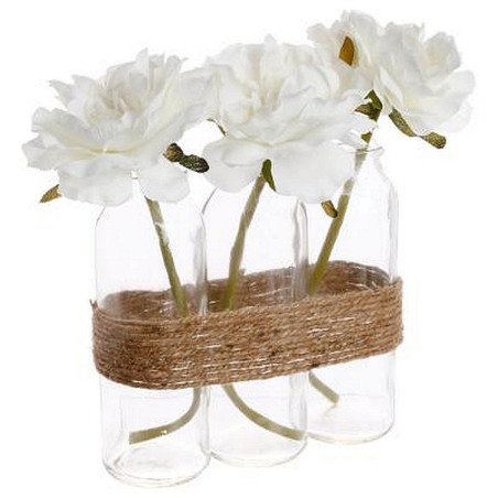 COMPOSITION 3 ROSES TISSU 23 CM