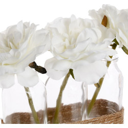 COMPOSITION 3 ROSES TISSU 23 CM
