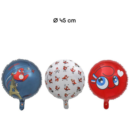 BALLON ALUMINIUM JO PARIS 2024 MASCOTTE GM 45 CM