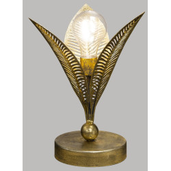 LAMPE LED FEUILLE METAL DORE HAUTEUR 25 CM