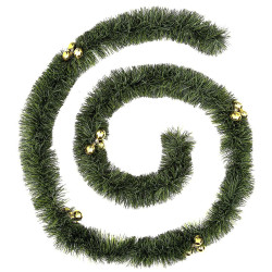 GUIRLANDE VERTE 100X6X2.7 CM BOULES OR