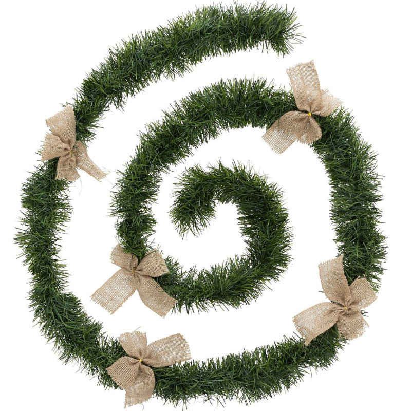 GUIRLANDE VERTE NOEUD EN TOILE DE JUTE 2.70 M