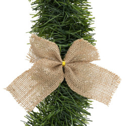 GUIRLANDE VERTE NOEUD EN TOILE DE JUTE 2.70 M