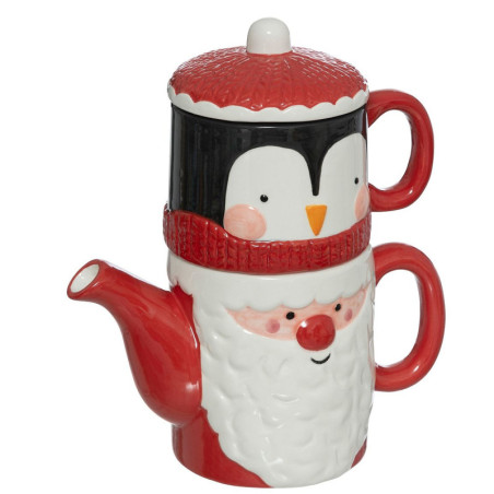 THEIERE TASSE FORME PERE NOEL HAUTEUR 18 CM