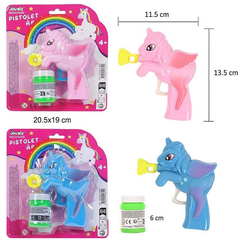 PISTOLET A BULLES LICORNE 17.5 CM