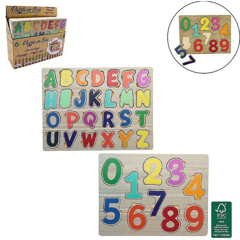 PUZZLE BOIS CHIFFRE ET LETTRE 30X21CM