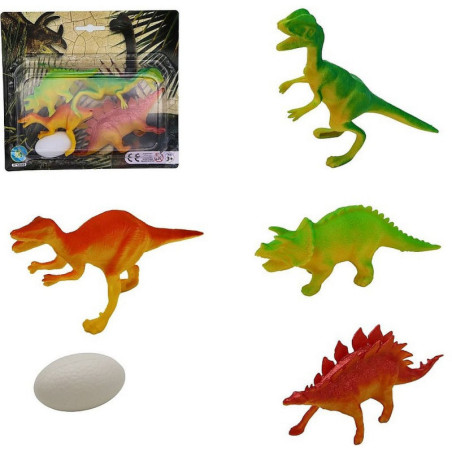 SET DE 4 DINOSAURES 10/14 CM AVEC OEUF