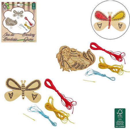 Kit broderie bois 12 cm pour enfants  : succès garanti !