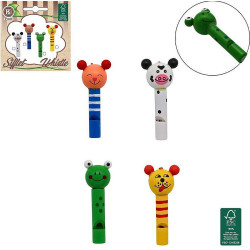 Sifflet bois 7 cm animaux : idéal pour les enfants