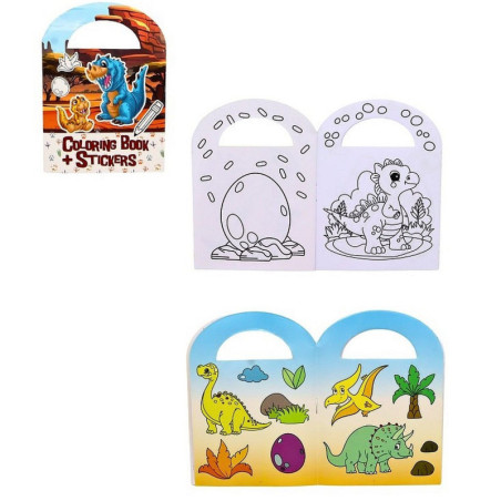 Album coloriage dinosaure & stickers en gros