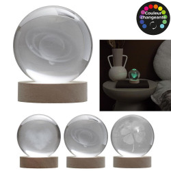 LAMPE EN VERRE GRAVEE EFFET BOULE DE CRISTAL LUMINEUSE