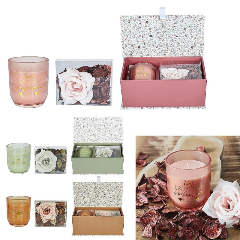 Pack cadeau en gros : Coffret bougie parfumée et pot-pourri