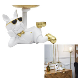 SCULTURE DECO BULLDOG BLANC VIDE POCHE