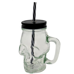 VERRE PAILLE TETE DE MORT 500 ML 14 CM