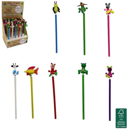 CRAYON PAPIER 23 CM ANIMAUX BOIS