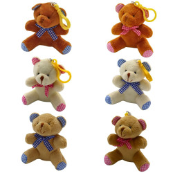 Porte clé peluche ours noeud 10 cm - Grossiste Porte-clé