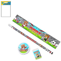 Ensemble papeterie foot 19 cm 4 pièces - Grossiste papeterie