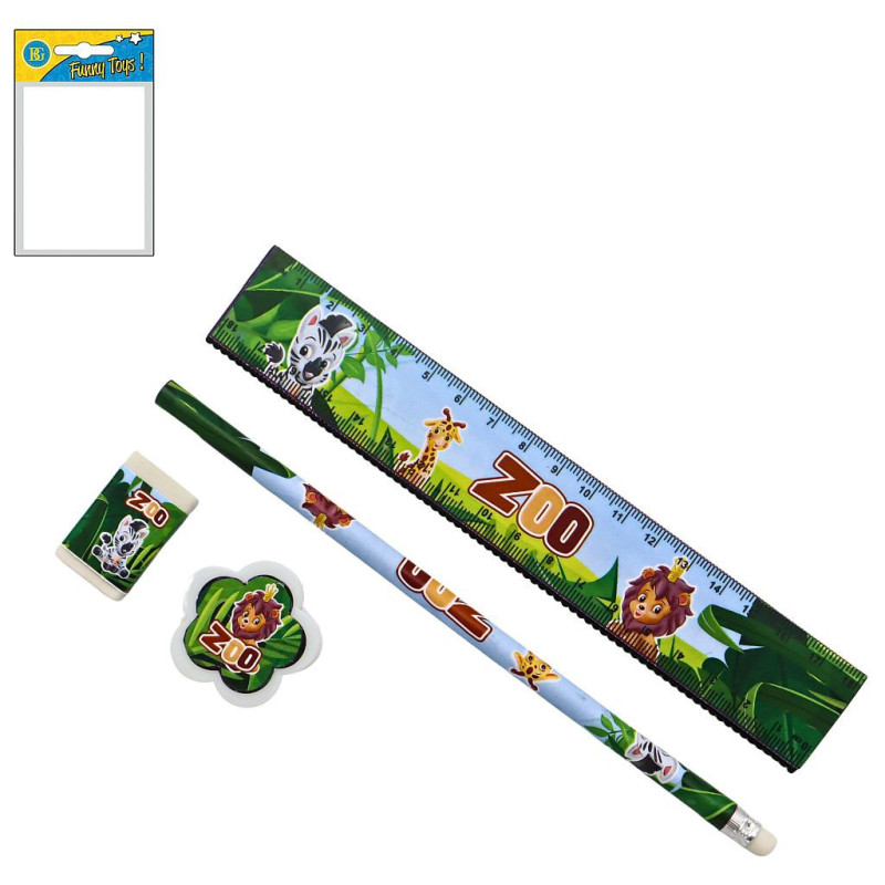 Ensemble de papeterie Zoo 19 cm 4 pièces - Le choix des professionnels