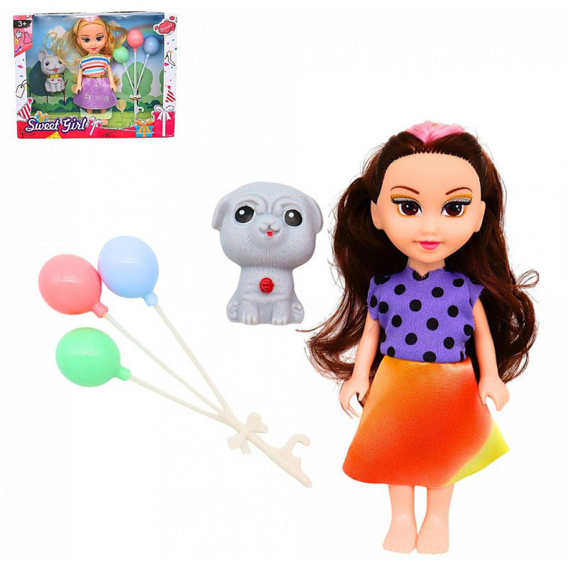 COFFRET POUPEE 15 CM MECHE COULEUR ET BALLONS