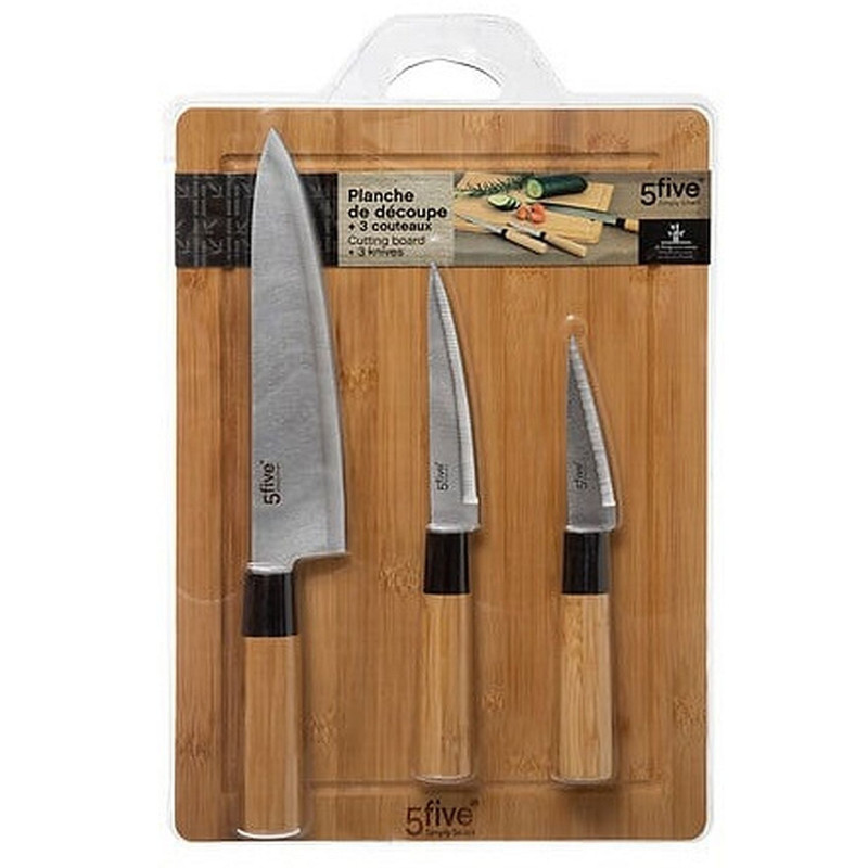 COFFRET PLANCHE A DECOUPER ET 3 COUTEAUX BLACKBAMBOO INOX