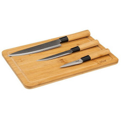 COFFRET PLANCHE A DECOUPER ET 3 COUTEAUX BLACKBAMBOO INOX