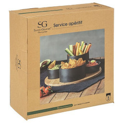 SERVICE APERITIF BAMBOU NOIR 5 PIECES