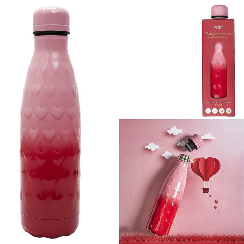COFFRET BOUTEILLE ISOTHERME RELIEF COEUR 50 CL