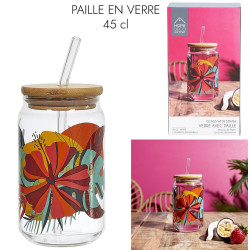 CANETTE ET PAILLE VERRE 45 CL EXOTIQUE