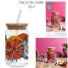 CANETTE ET PAILLE VERRE 45 CL EXOTIQUE