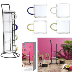 COFFRET 4 TASSES EXPRESSO VERRE AVEC SUPPORT