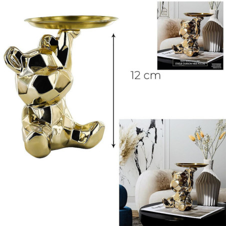 STATUE OURSON VIDE POCHE DORE HAUTEUR 12 CM