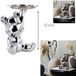 STATUE OURSON VIDE POCHE ARGENT HAUTEUR 12 CM