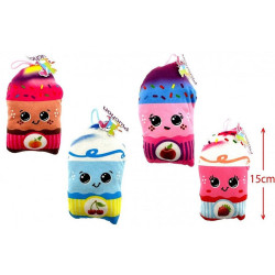 PELUCHE POT DE GLACE 15 CM 4 ASSORTIS