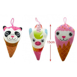 PELUCHE CORNET DE GLACE 15 CM 3 ASSORTIS