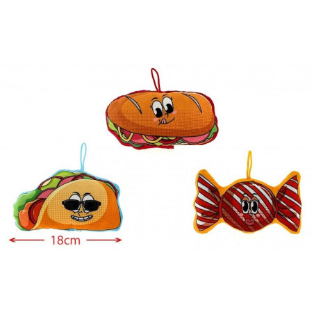PELUCHE BONBON ET SANDWICH 18 CM 3 ASSORTIS