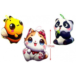 PELUCHE ANIMAL 17 CM 3 ASSORTIS