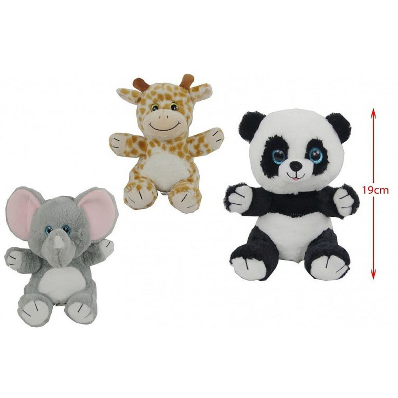 PELUCHE ELEPHANT PANDA GIRAFE 19 CM ASSORTIES