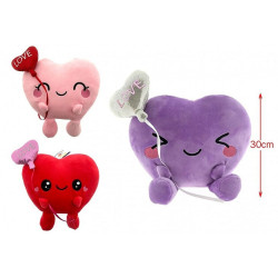 PELUCHE COEUR 30 CM 3 COLORIS ASSORTIS