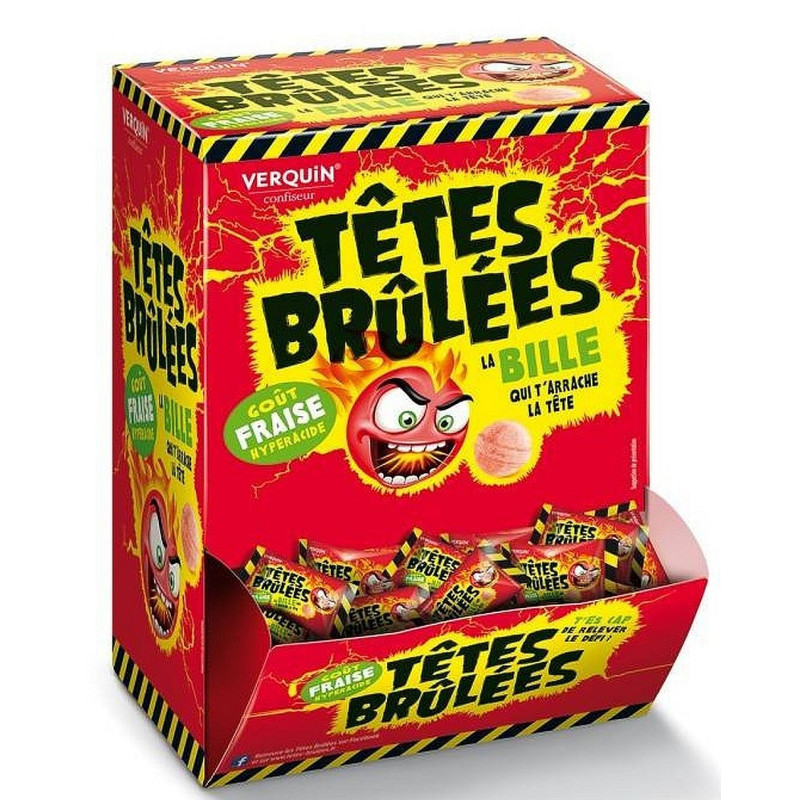 Boîte de 300 têtes brûlées billes fraise - Grossiste bonbon